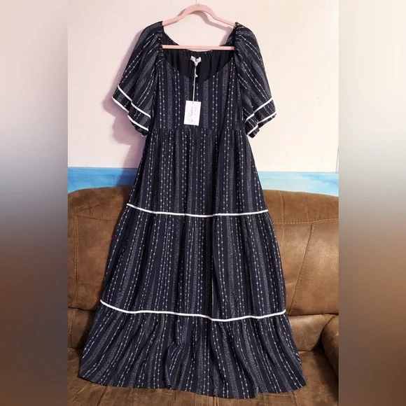 NWT Boutique Polagram Maxi Dress With Pockets Size 3X - Picture 1 of 1